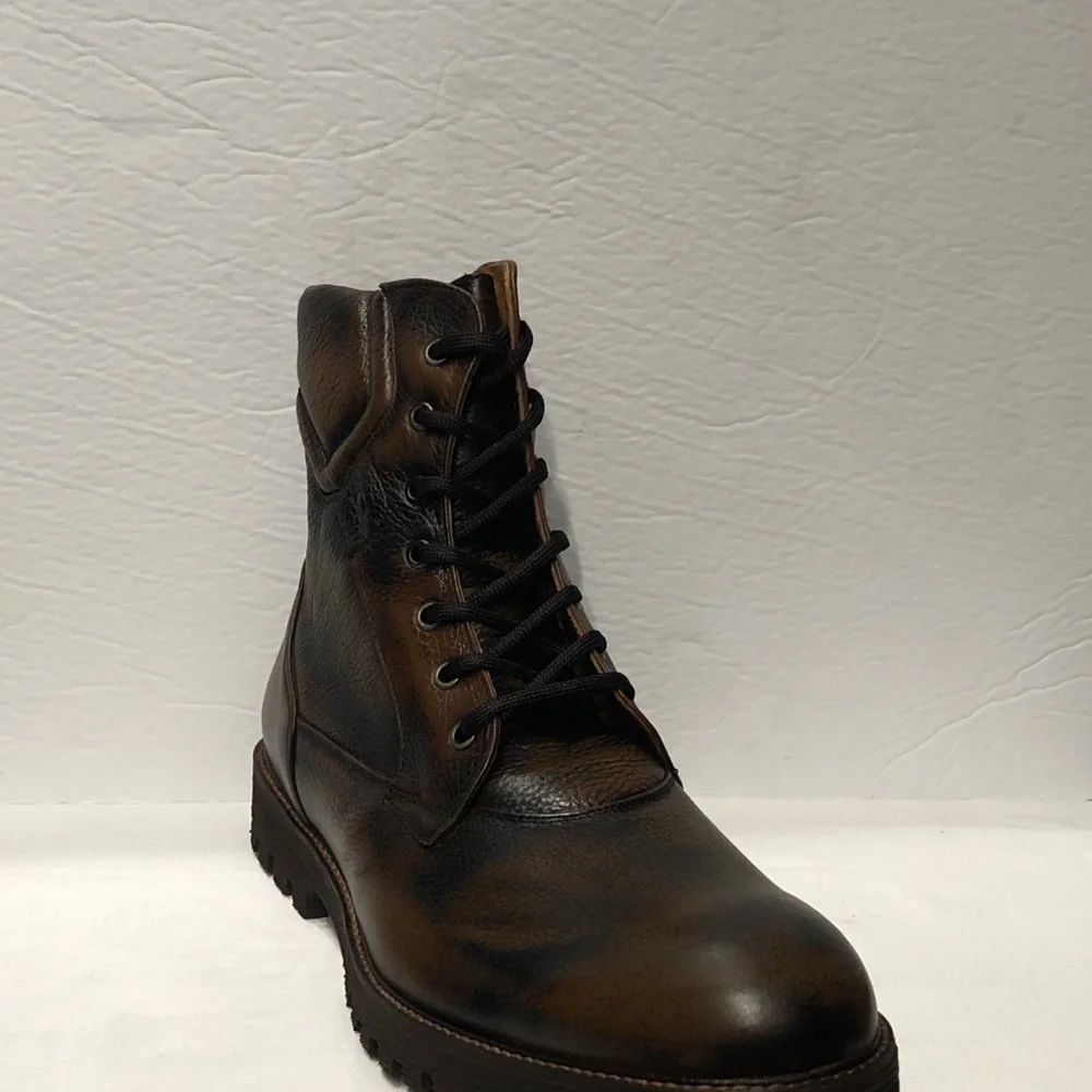 Sabatter boot brown leather round toe thick sole13